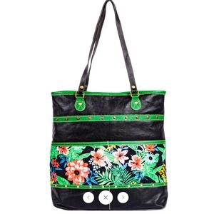 NWT Myra Marianna Floral‎ Canvas & Leather Bag Upcycled Boho Hippie Floral Tote